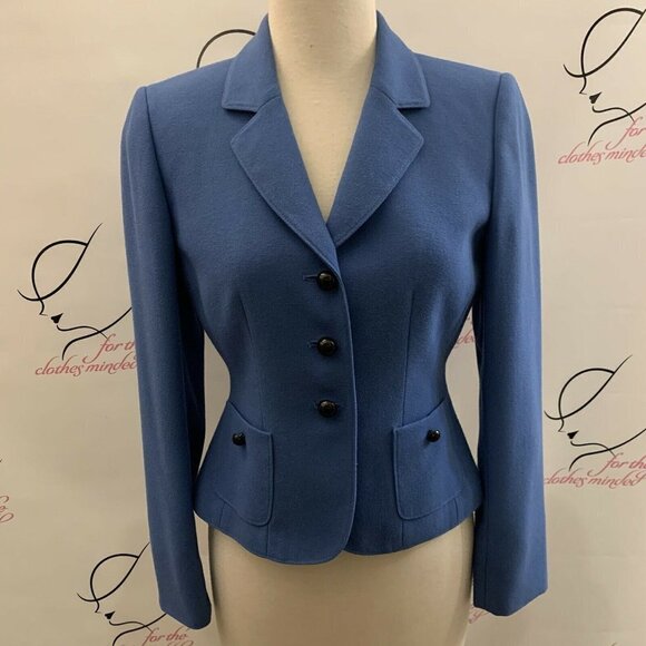 TAHARI. ARTHUR S. LEVINE. Size 2 Petite. Blue Lined Professional Blazer. DB - Picture 1 of 8